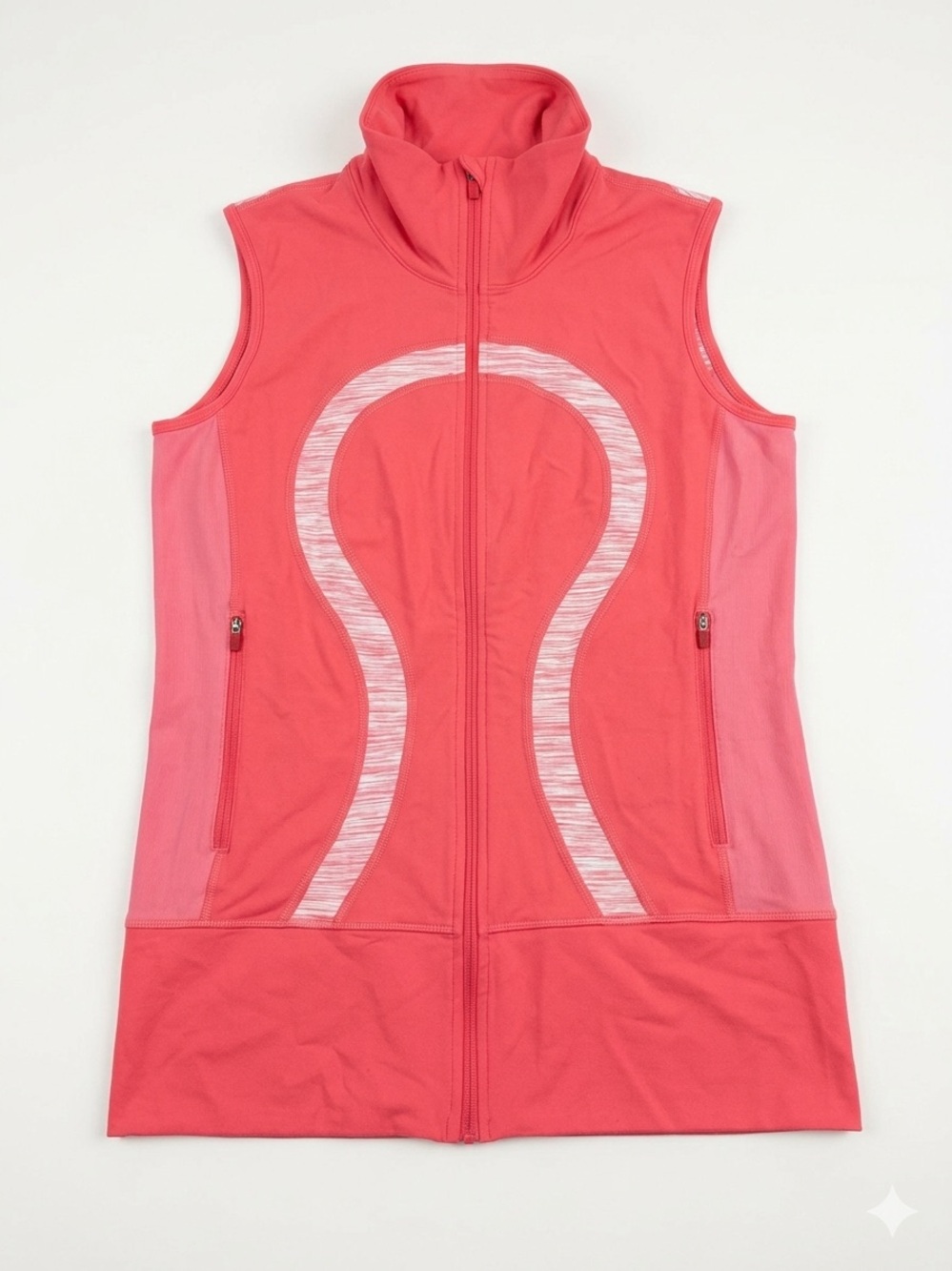 Lululemon Pink Run Across Vest Size 6 Reflective Birds Trim Full Zip